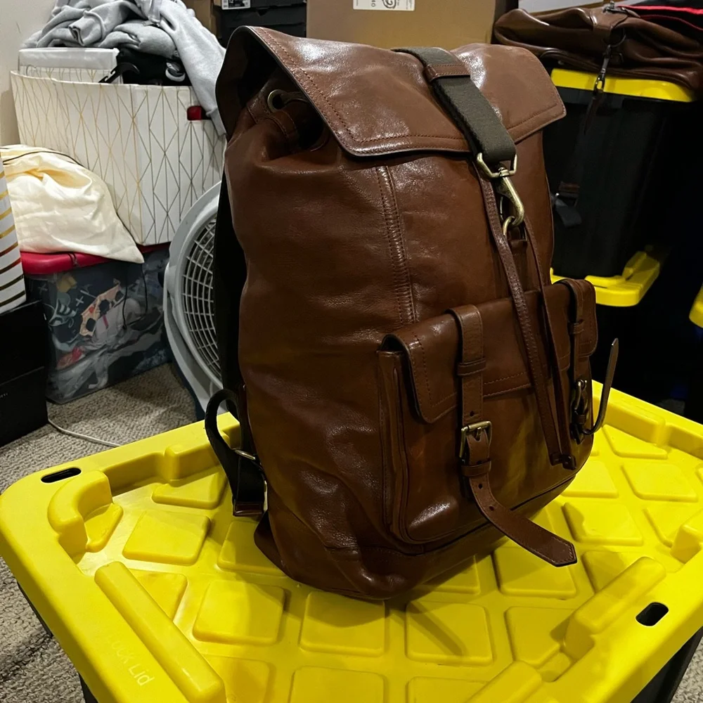 Coach Brown Bleeker Leather Men's Backpack - Picture 4 of 8